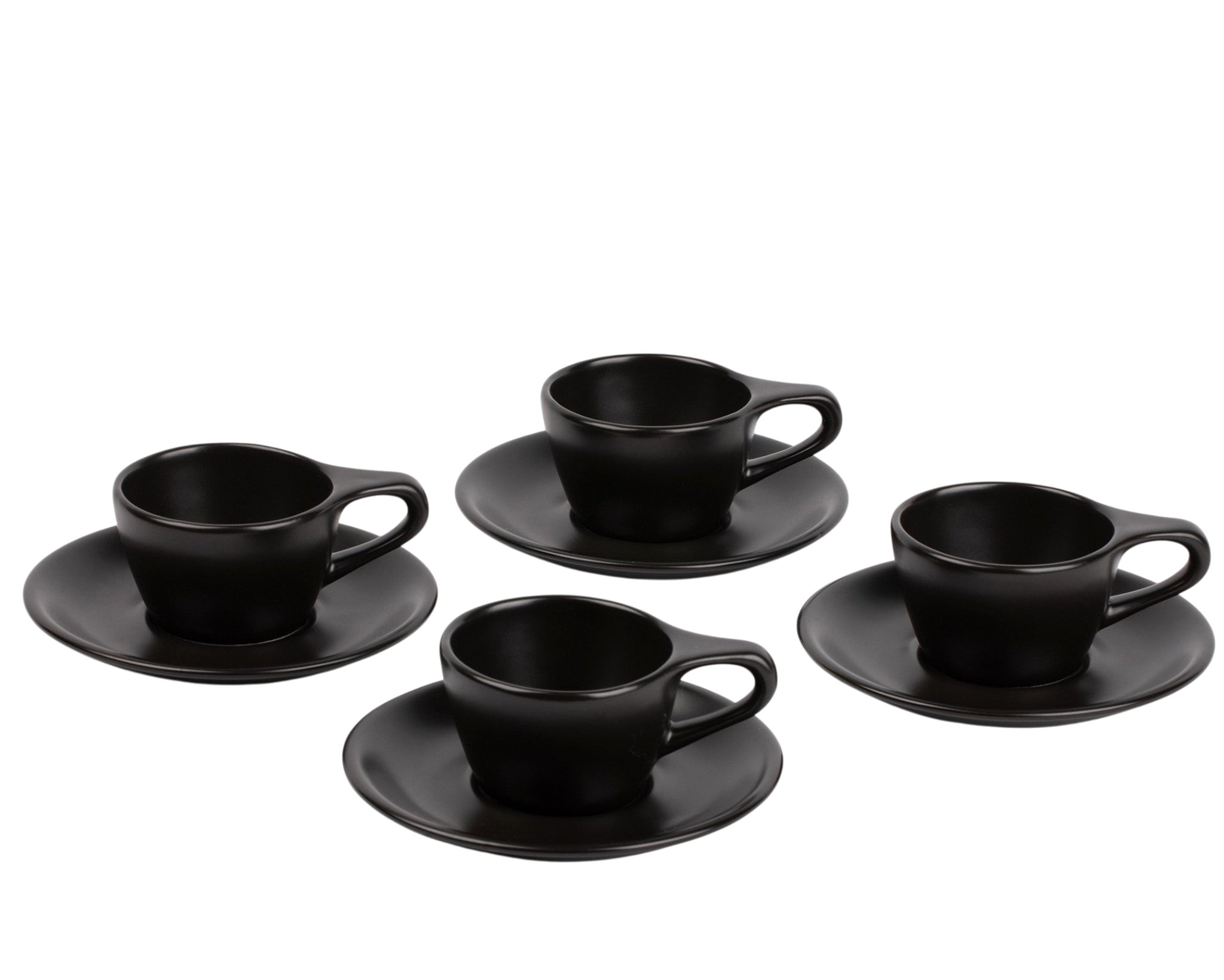 Wilshire Espresso Cups & Saucers, Matte Black (4-Pack)