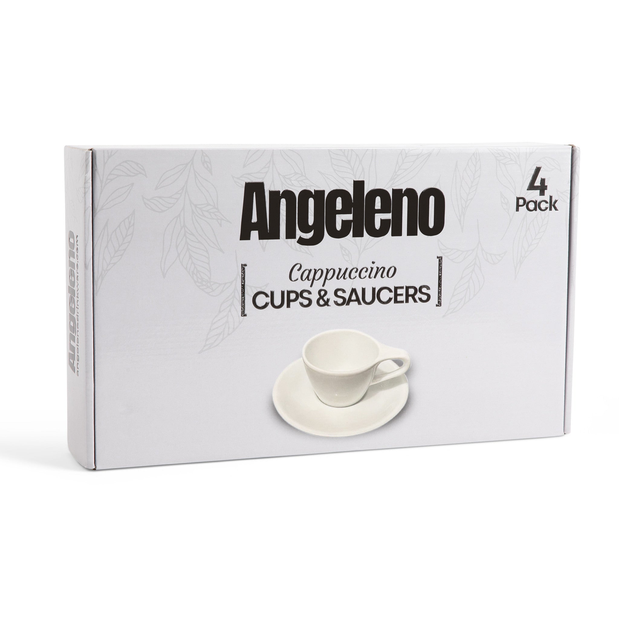 Wilshire Cappuccino Cups and Saucers, White (4-Pack)