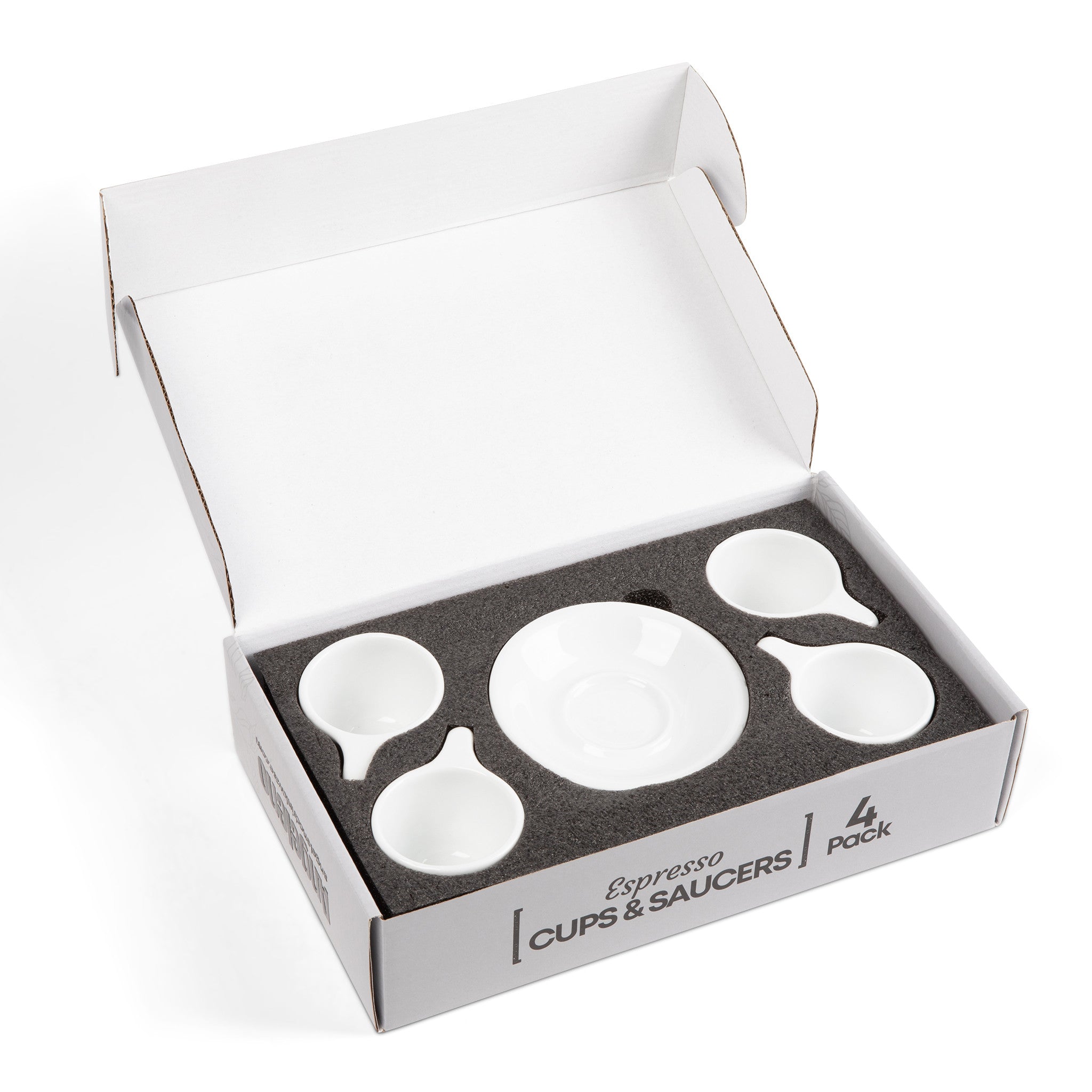 Wilshire Espresso Cups & Saucers, White (4-Pack)