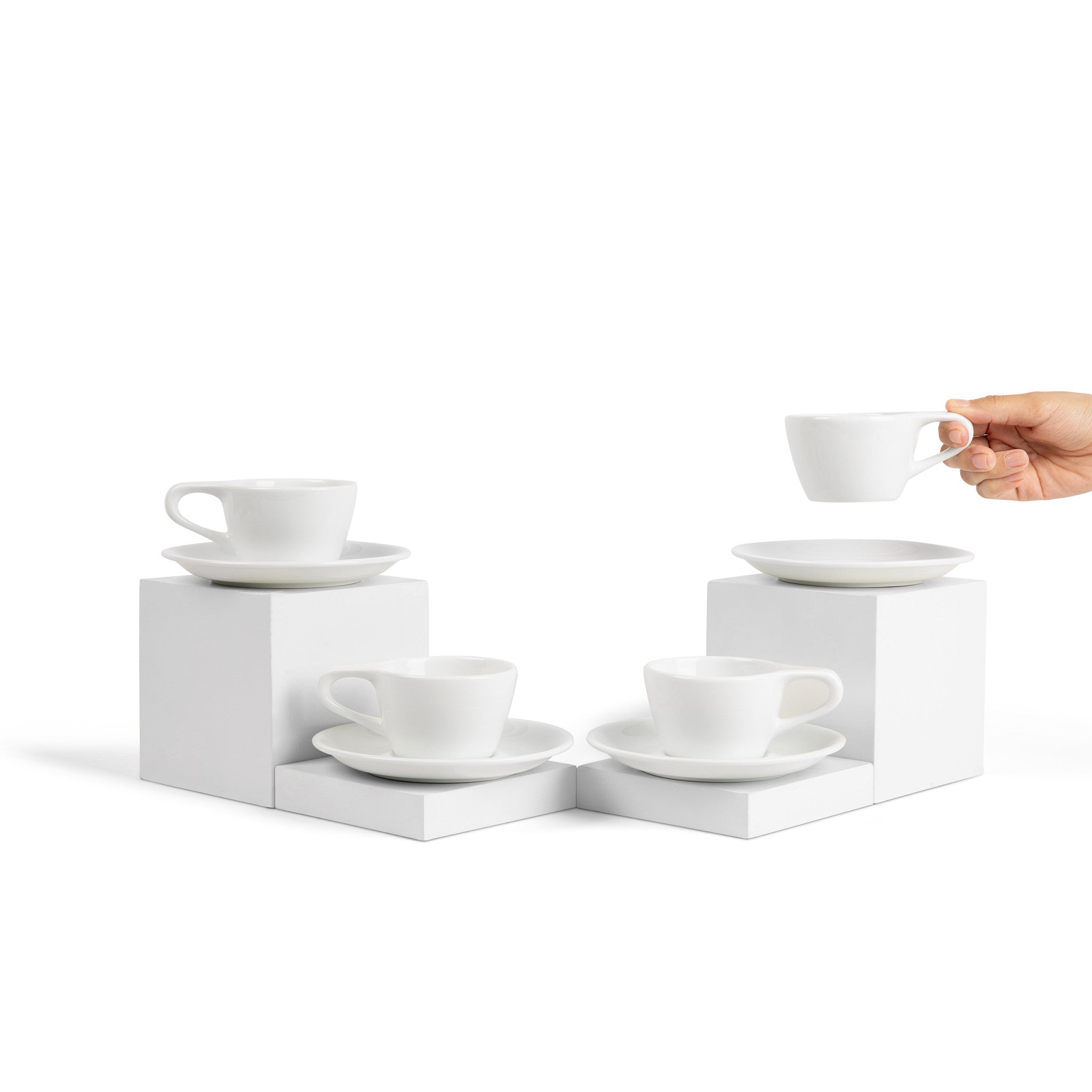 Wilshire Cappuccino Cups and Saucers, White (4-Pack)