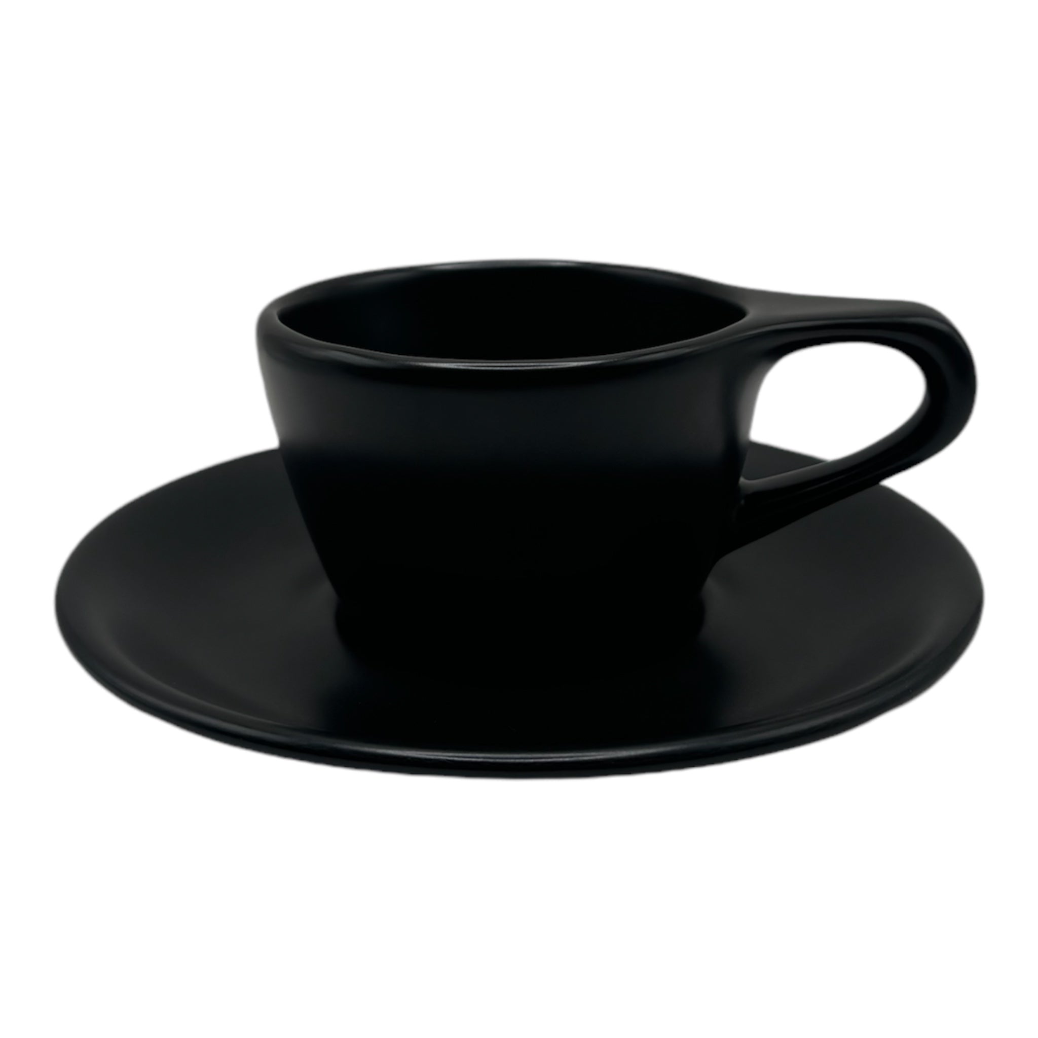 Wilshire Cappuccino Cups and Saucers, Matte Black (4-Pack)