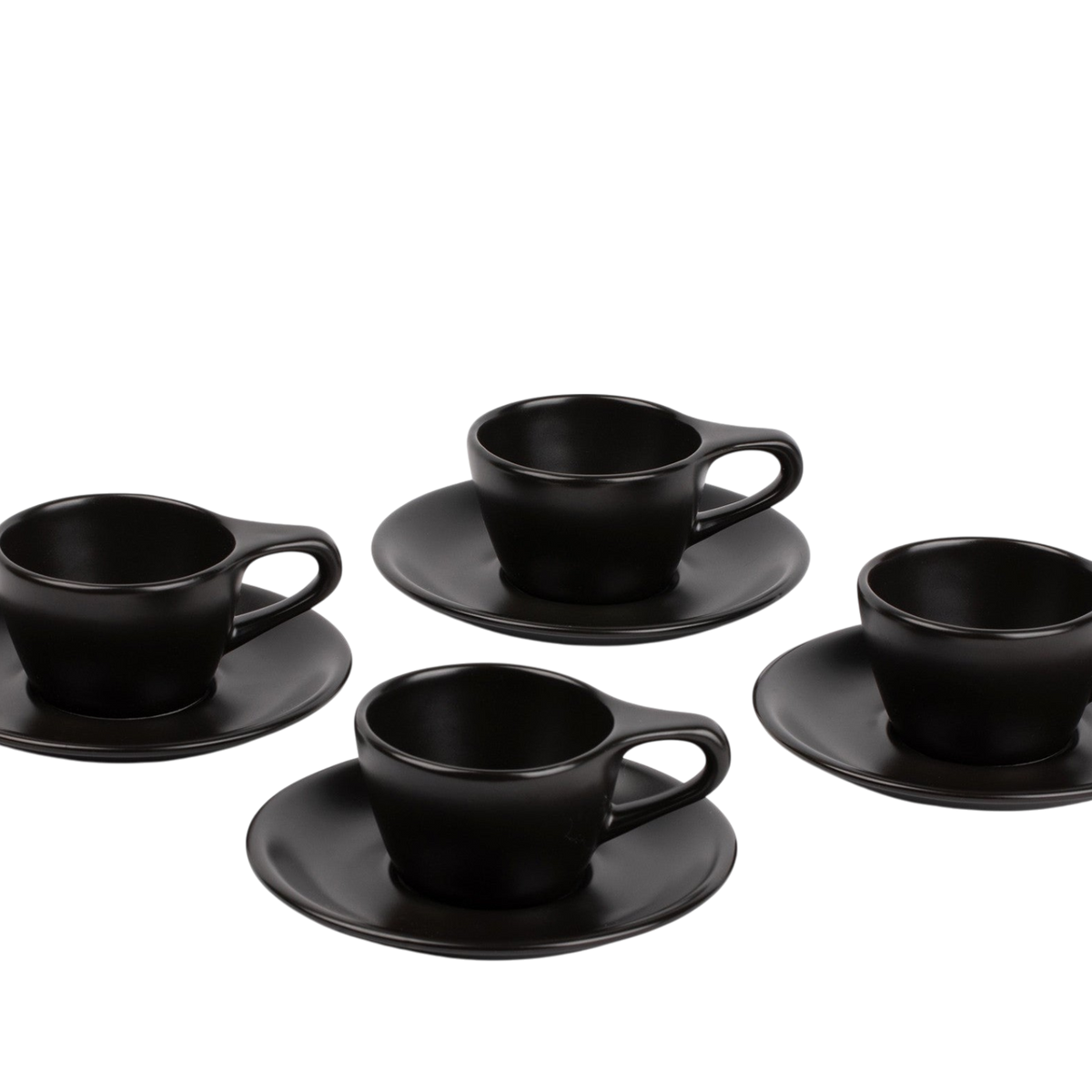 Wilshire Cappuccino Cups and Saucers, Matte Black (4-Pack)