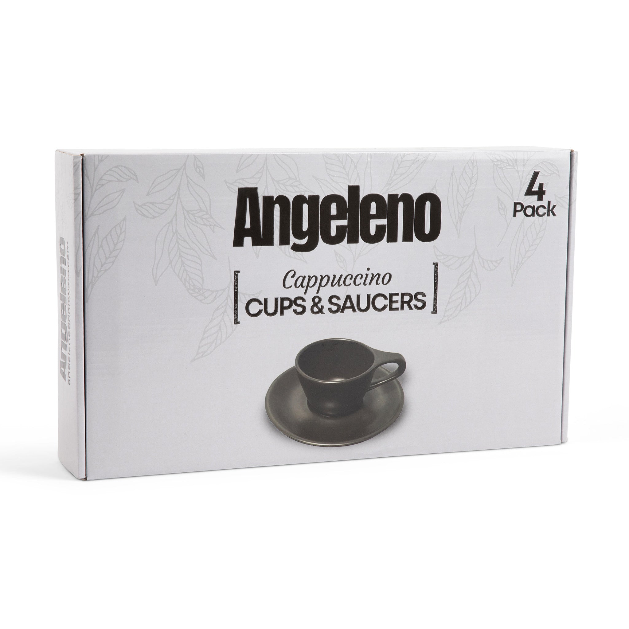 Wilshire Cappuccino Cups and Saucers, Matte Black (4-Pack)