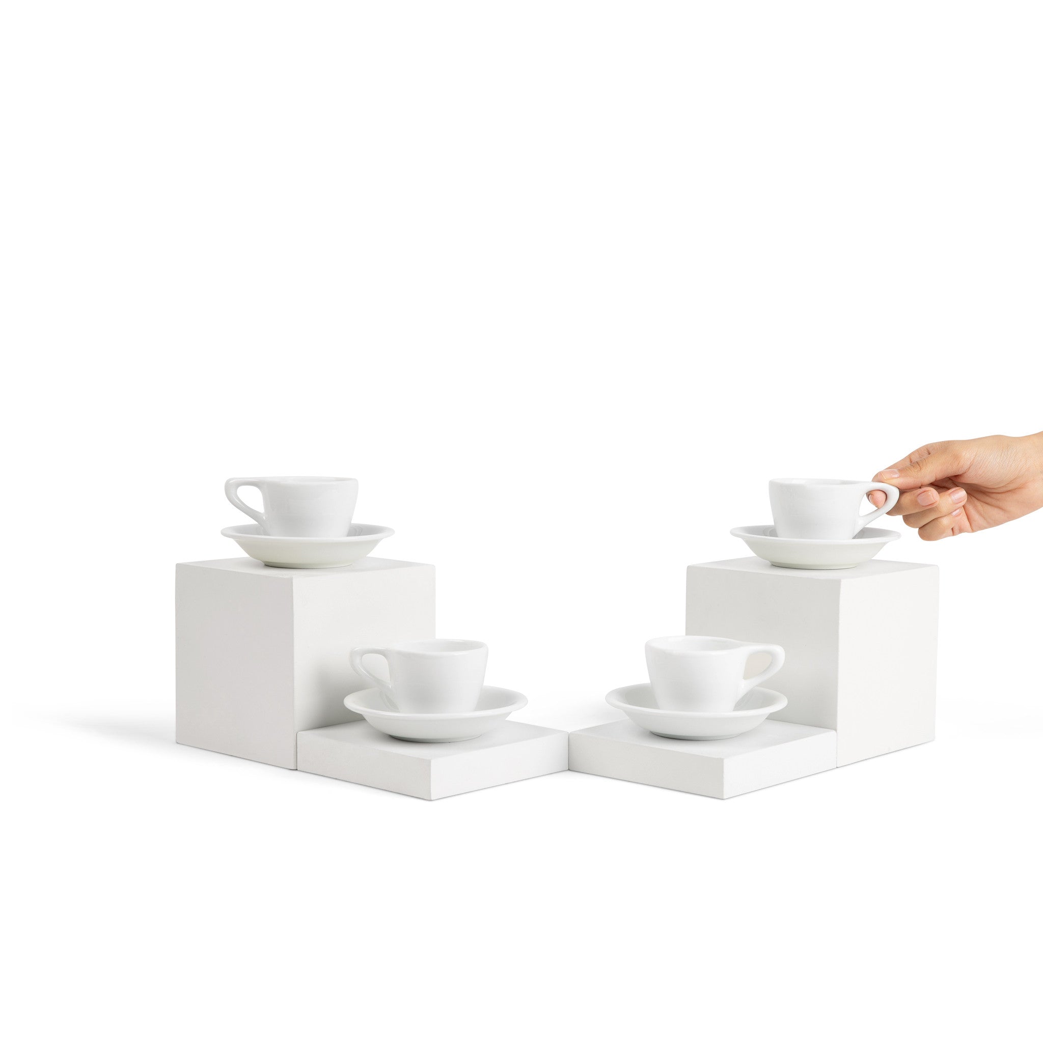 Wilshire Espresso Cups & Saucers, White (4-Pack)