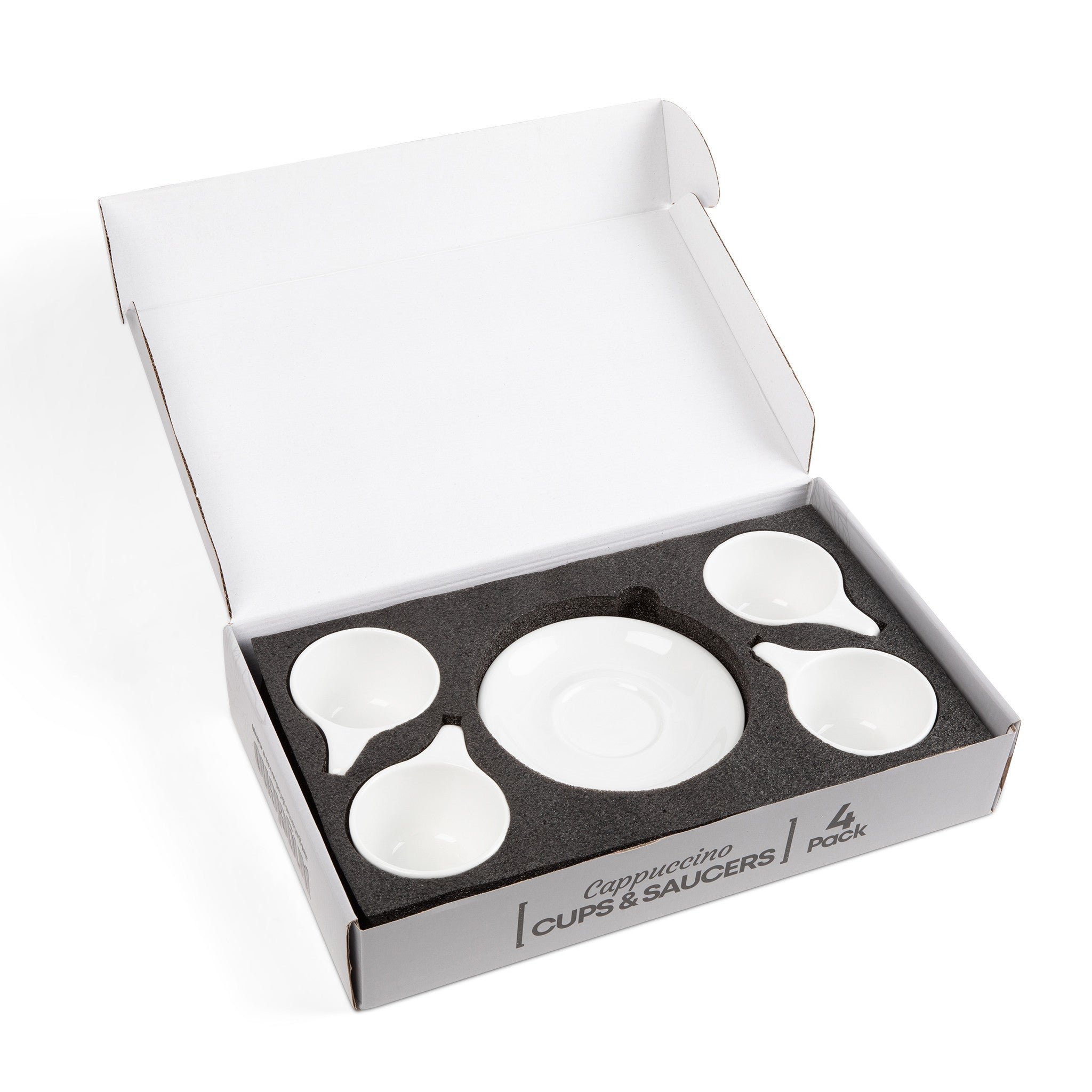 Wilshire Cappuccino Cups and Saucers, White (4-Pack)